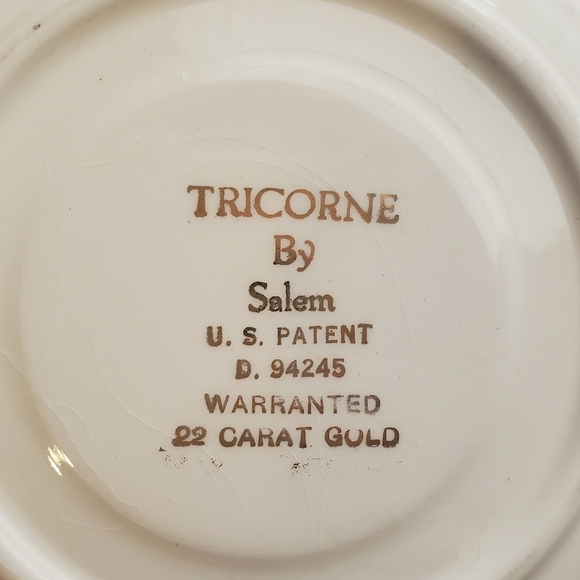 Vintage Tricorne by Salem. Dutch 22 carat gold. 4 lunch 1 appetizer plate. - Picture 5 of 14